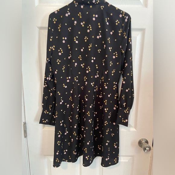 LOFT black long sleeve dress with yellow/pink floral print, size 4 - Picture 3 of 3